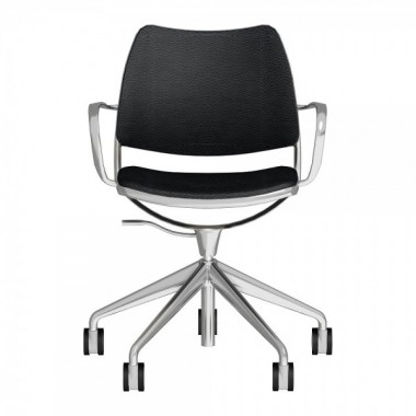 Silla Gas Ruedas Cromada Tapizada 