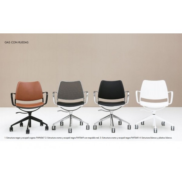 Silla Gas Ruedas Negro Ecopiel