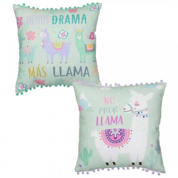 Cojín Pompones Llama