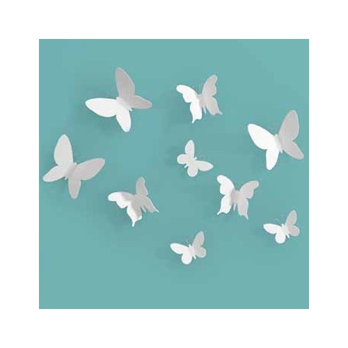 Set 9 Mariposas 3D blancas