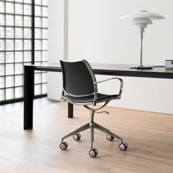 Silla Gas Ruedas Cromada Tapizada 