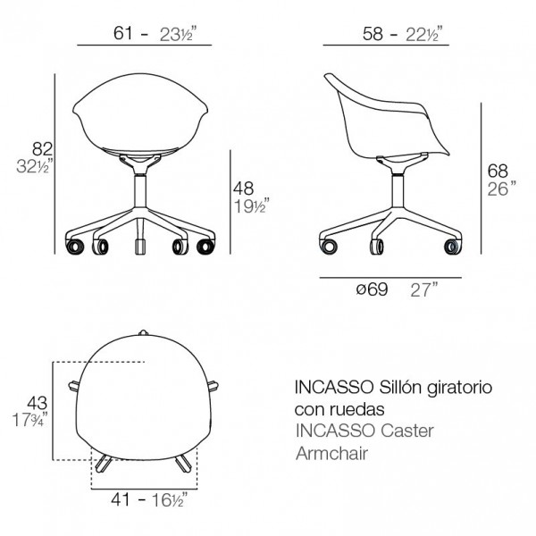 Incasso Silla Giratoria con Ruedas