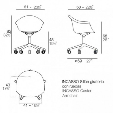 Incasso Silla Giratoria con Ruedas