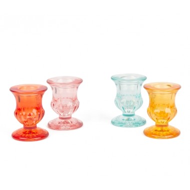 Portavelas Cristal Azul Naranja