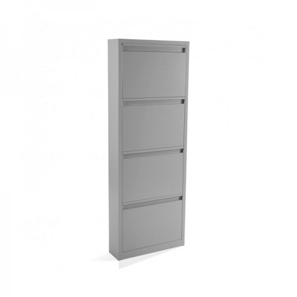 Zapatero Metal 4 Puertas Gris