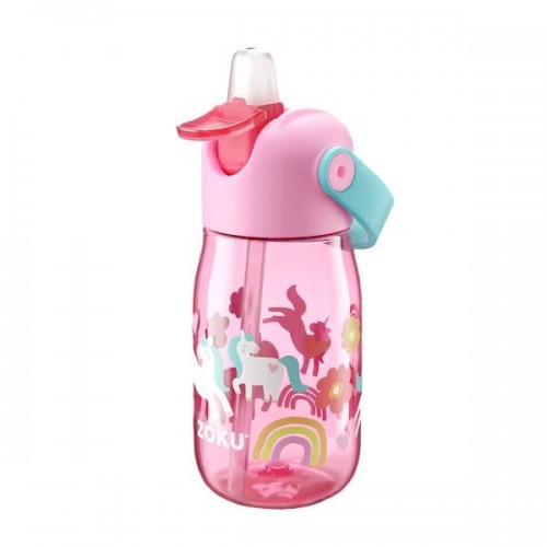 Botella con Pajita Rosa Unicornio Zoku 2