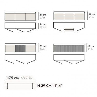 Aparador Stockholm 2 Puertas 2 Cajones