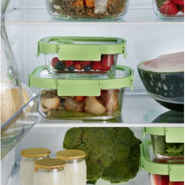 Recipiente Hermético Vidrio 320 ml Cuadrado Lékué