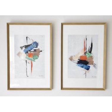 Cuadro Abstracto Trazos Set de 2