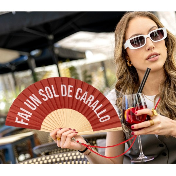 Abanico “Fai un sol de carallo” rojo