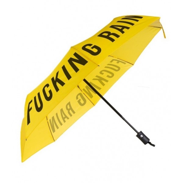 Paraguas Plegable "Fucking Rain" Amarillo
