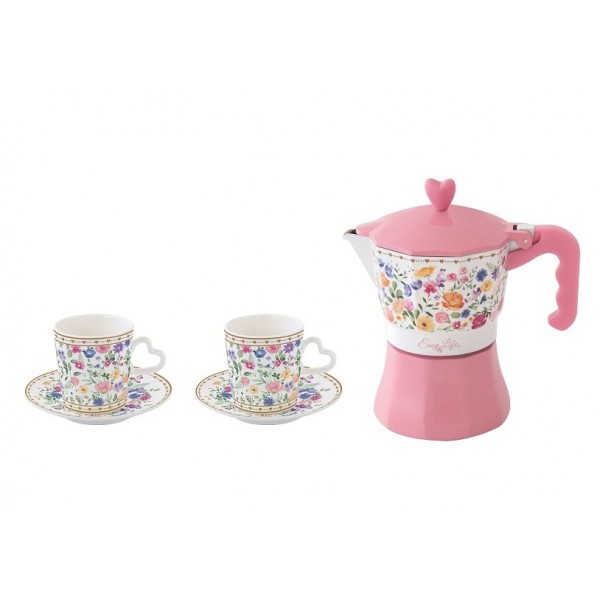 Juego de Cafetera y 2 Tazas Mon Amour