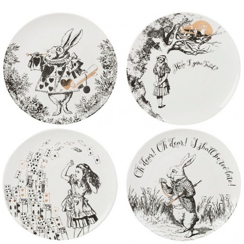 Juego de 4 platos de postre "Alicia en el País de las...