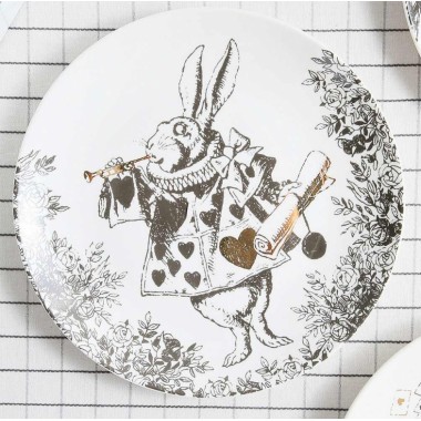 Juego de 4 platos de postre "Alicia en el País de las Maravillas"