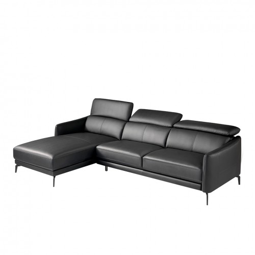 Sofá  Chaiselongue Izquierda Piel Negra