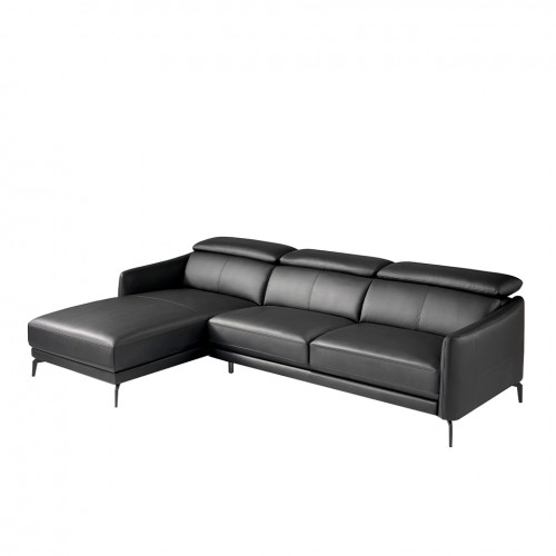 Sofá  Chaiselongue Izquierda Piel Negra 2