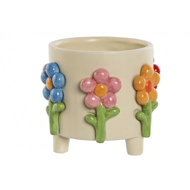 Macetero Flores Crema