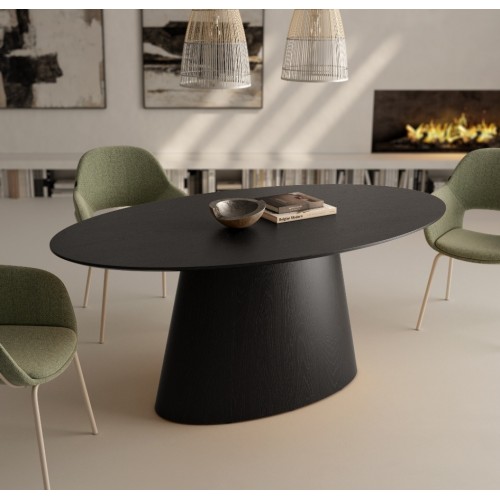 Mesa Comedor Ovalada Negra