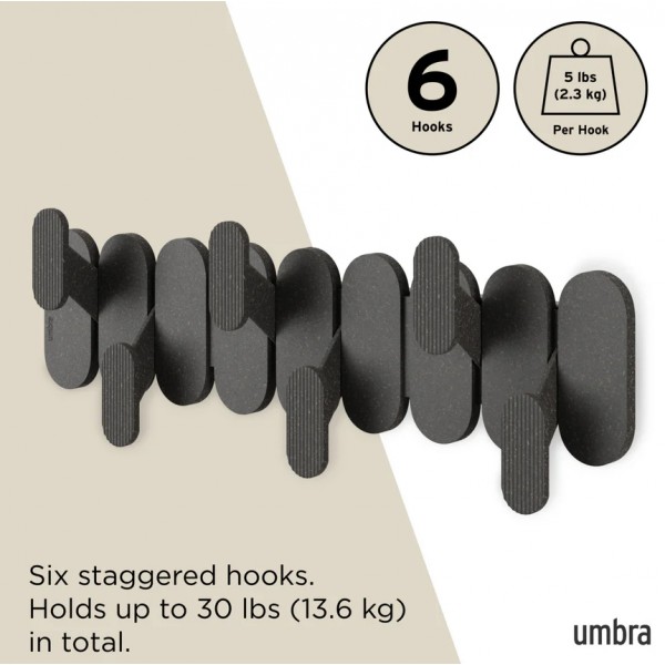 Perchero Tempo 6 Ganchos Negro