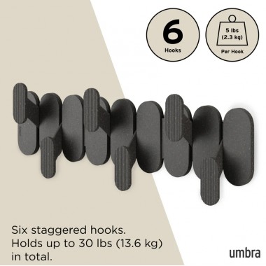 Perchero Tempo 6 Ganchos Negro