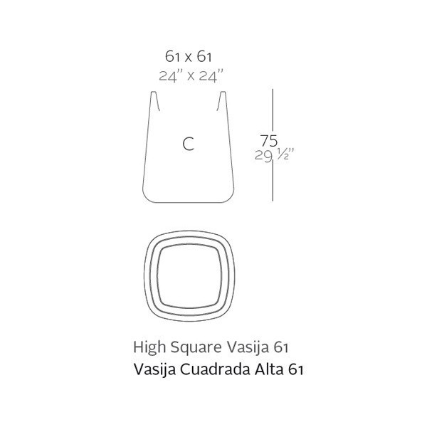 Vasija Cuadrada Alta