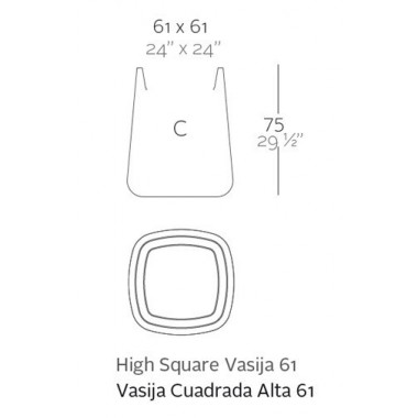 Vasija Cuadrada Alta